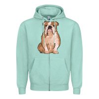 Seafoam bulldog Zipper Hoodie - MaliasSmallBusiness