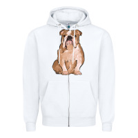 White bulldog Zipper Hoodie - MaliasSmallBusiness