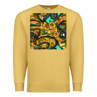 Antique Gold Leopard Digital Camera And Sunflowers With Camouflage Seamless Pattern Premium Sweatshirt - BundleAndBundleShop