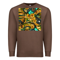 Chestnut Leopard Digital Camera And Sunflowers With Camouflage Seamless Pattern Premium Sweatshirt - BundleAndBundleShop