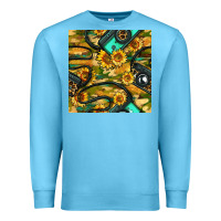 Ocean Blue Leopard Digital Camera And Sunflowers With Camouflage Seamless Pattern Premium Sweatshirt - BundleAndBundleShop