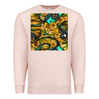Pale Pink Leopard Digital Camera And Sunflowers With Camouflage Seamless Pattern Premium Sweatshirt - BundleAndBundleShop