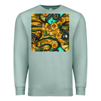 Seafoam Leopard Digital Camera And Sunflowers With Camouflage Seamless Pattern Premium Sweatshirt - BundleAndBundleShop