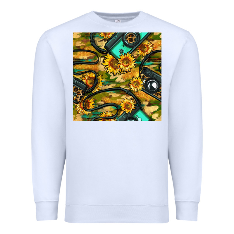 Leopard Digital Camera And Sunflowers With Camouflage Seamless Pattern Premium Sweatshirt by BundleAndBundleShop | Teevron