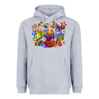 Heather Grey LGBTQ+ Pride Coffee Cups Heavyweight Hoodie - BundleAndBundleShop