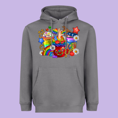 Lgbtq+ Pride Coffee Cups Heavyweight Hoodie Designed By Bundleandbundleshop