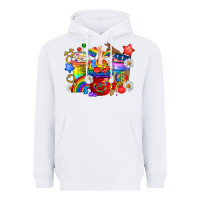 White LGBTQ+ Pride Coffee Cups Heavyweight Hoodie - BundleAndBundleShop