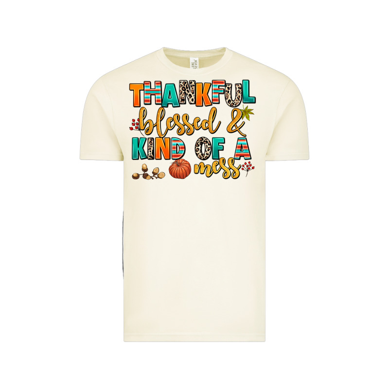 Thankful  Blessed And Kind Of A Mess Vintage Tee by AdoDesignShop | Teevron