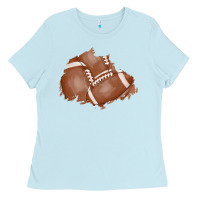 Baby Blue football patch Ladies Tee - AdoDesignShop