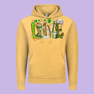 St Patricks Love Nurse Vintage Hoodie Designed By Racoondesign