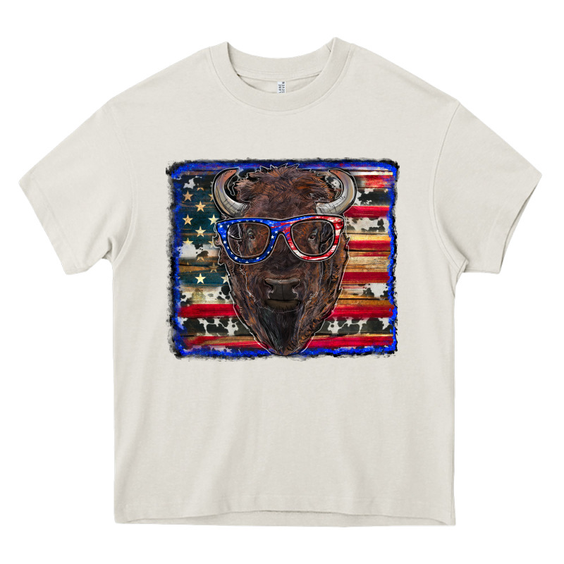Bison With American Flag Heavy Core Tee by RanaPortraitStore | Teevron