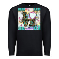 Black Leopard Love Hair And Mirror With Daisy Seamless Pattern Bbs Premium Sweatshirt - BundleAndBundleShop