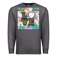 Charcoal Heather Leopard Love Hair And Mirror With Daisy Seamless Pattern Bbs Premium Sweatshirt - BundleAndBundleShop