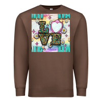 Chestnut Leopard Love Hair And Mirror With Daisy Seamless Pattern Bbs Premium Sweatshirt - BundleAndBundleShop