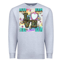 Heather Grey Leopard Love Hair And Mirror With Daisy Seamless Pattern Bbs Premium Sweatshirt - BundleAndBundleShop