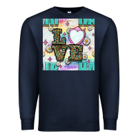 Navy Leopard Love Hair And Mirror With Daisy Seamless Pattern Bbs Premium Sweatshirt - BundleAndBundleShop