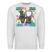 Oatmeal Heather Leopard Love Hair And Mirror With Daisy Seamless Pattern Bbs Premium Sweatshirt - BundleAndBundleShop