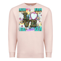 Pale Pink Leopard Love Hair And Mirror With Daisy Seamless Pattern Bbs Premium Sweatshirt - BundleAndBundleShop