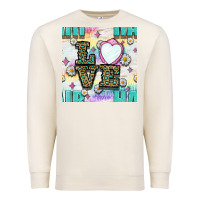 Sandshell Leopard Love Hair And Mirror With Daisy Seamless Pattern Bbs Premium Sweatshirt - BundleAndBundleShop
