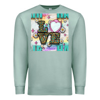 Seafoam Leopard Love Hair And Mirror With Daisy Seamless Pattern Bbs Premium Sweatshirt - BundleAndBundleShop