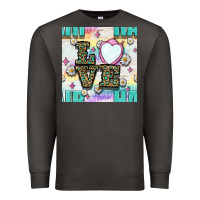 Smoke Leopard Love Hair And Mirror With Daisy Seamless Pattern Bbs Premium Sweatshirt - BundleAndBundleShop