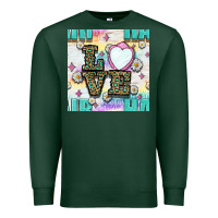 Sports Green Leopard Love Hair And Mirror With Daisy Seamless Pattern Bbs Premium Sweatshirt - BundleAndBundleShop