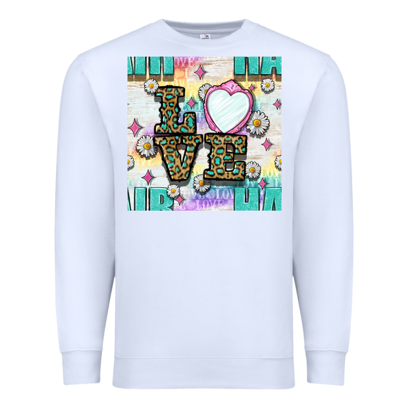 Leopard Love Hair And Mirror With Daisy Seamless Pattern Bbs Premium Sweatshirt by BundleAndBundleShop | Teevron