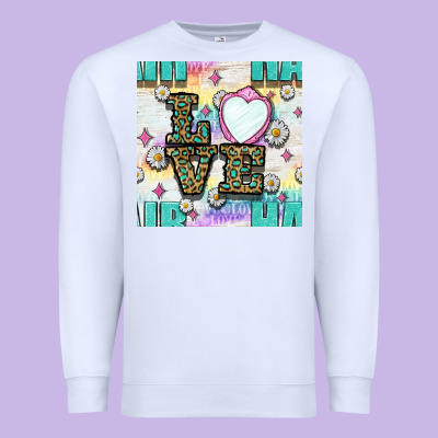 Leopard Love Hair And Mirror With Daisy Seamless Pattern Bbs Premium Sweatshirt Designed By Bundleandbundleshop