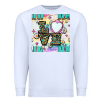 White Leopard Love Hair And Mirror With Daisy Seamless Pattern Bbs Premium Sweatshirt - BundleAndBundleShop