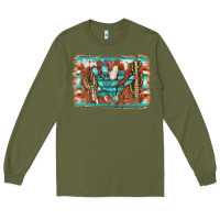Army Green cactus cowhide serape Long Sleeve Tee - AdoDesignShop