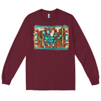 Burgundy cactus cowhide serape Long Sleeve Tee - AdoDesignShop