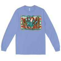 Colony Blue cactus cowhide serape Long Sleeve Tee - AdoDesignShop