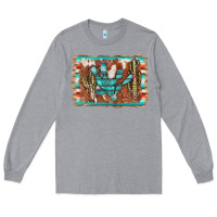 Heather Grey cactus cowhide serape Long Sleeve Tee - AdoDesignShop