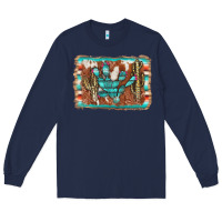 Navy cactus cowhide serape Long Sleeve Tee - AdoDesignShop