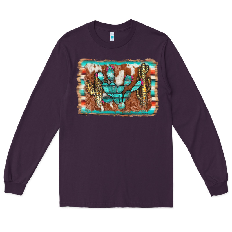 Cactus Cowhide Serape Long Sleeve Tee by AdoDesignShop | Teevron
