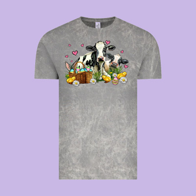 Easter Cows With Chicks Vintage Tee Designed By Adodesignshop