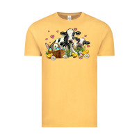 Vintage Mustard easter cows with chicks Vintage Tee - AdoDesignShop