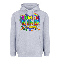Heather Grey LGBTQ Pride Human Kind Be Both Heavyweight Hoodie - BundleAndBundleShop