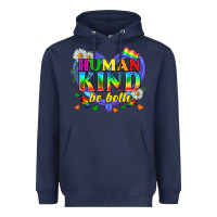 Navy LGBTQ Pride Human Kind Be Both Heavyweight Hoodie - BundleAndBundleShop