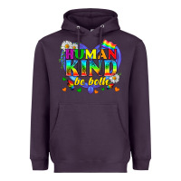 Plum LGBTQ Pride Human Kind Be Both Heavyweight Hoodie - BundleAndBundleShop