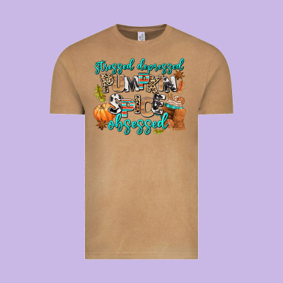 Stressed Depressed Pumpkin Spice Obsessed Vintage Tee Designed By Adodesignshop