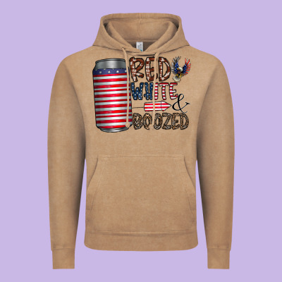 Red White  Boozed Vintage Hoodie Designed By Cowhidedigitalart