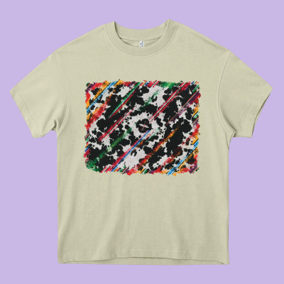 Heavy Core Tee cowhide and serape background