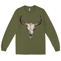 Army Green bullskull Long Sleeve Tee - Artiststas