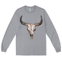 Heather Grey bullskull Long Sleeve Tee - Artiststas