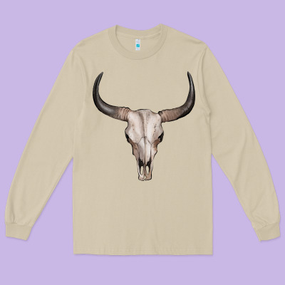 Bullskull Long Sleeve Tee Designed By Artiststas