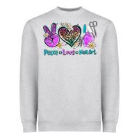 Heather Grey peace love nail art Heavyweight Sweatshirt - AdoDesignShop