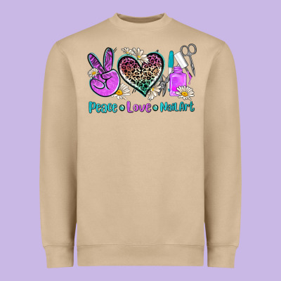 Peace Love Nail Art Heavyweight Sweatshirt Designed By Adodesignshop
