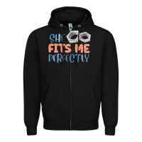 Black she fits me perfectly Zipper Hoodie - MaliasSmallBusiness