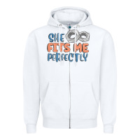 White she fits me perfectly Zipper Hoodie - MaliasSmallBusiness